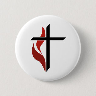 Badge Rond 5 Cm Croix flamme