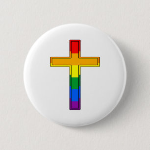 Badge Rond 5 Cm Croix gay