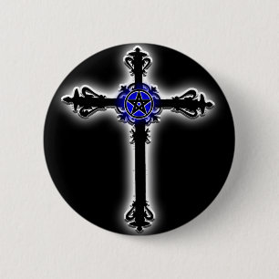 Badge Rond 5 Cm Croix gothique
