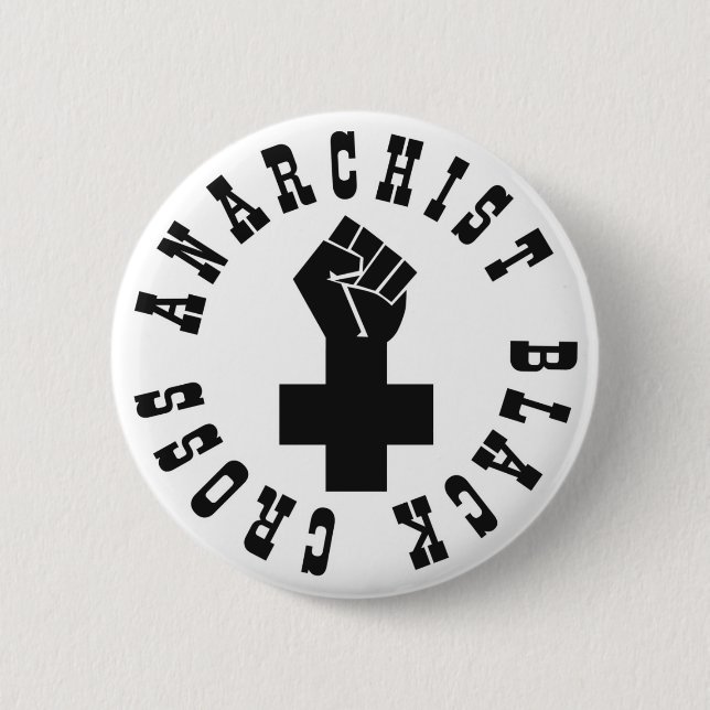 Badge Rond 5 Cm Croix noire d'anarchiste (Devant)