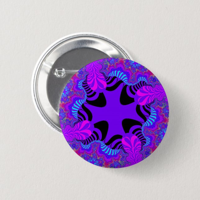 Badge Rond 5 Cm Croix noire et violette (Devant & derrière)