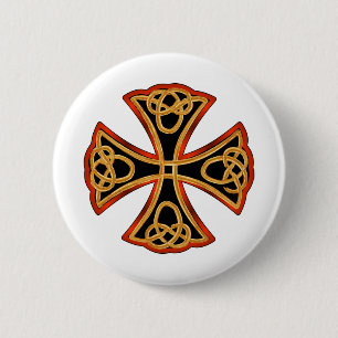 Badge Rond 5 Cm croix ornée avec tresse
