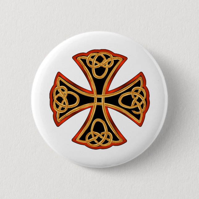 Badge Rond 5 Cm croix ornée avec tresse (Devant)