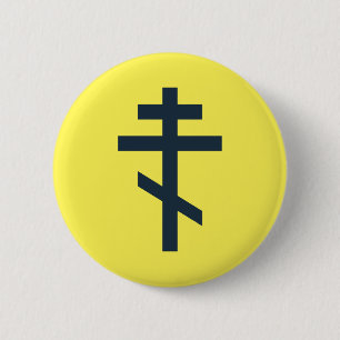 Badge Rond 5 Cm croix orthodoxe russe