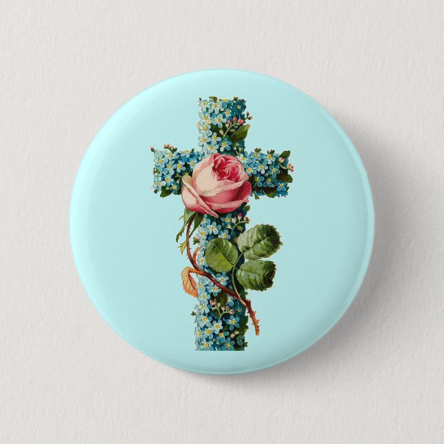 Badge Rond 5 Cm Croix vintage (Devant)