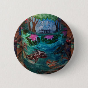 Badge Rond 5 Cm Croquette de poisson de Koi au jardin botanique du