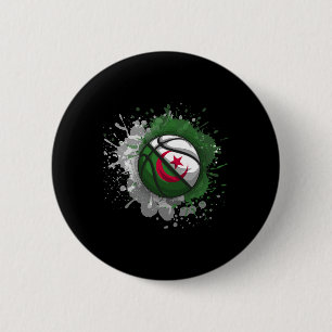 Badge Rond 5 Cm Croquis avec le drapeau de l'Algérie