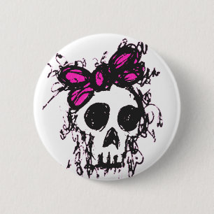 Badge Rond 5 Cm Croquis de crâne