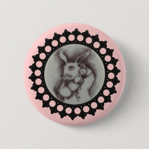 Badge Rond 5 Cm Croquis de lapin blanc