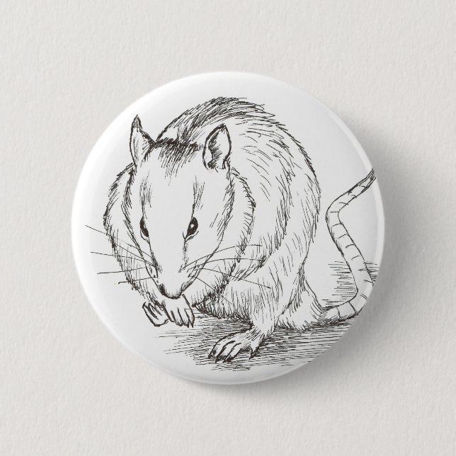 Badge Rond 5 Cm croquis de rat (Devant)