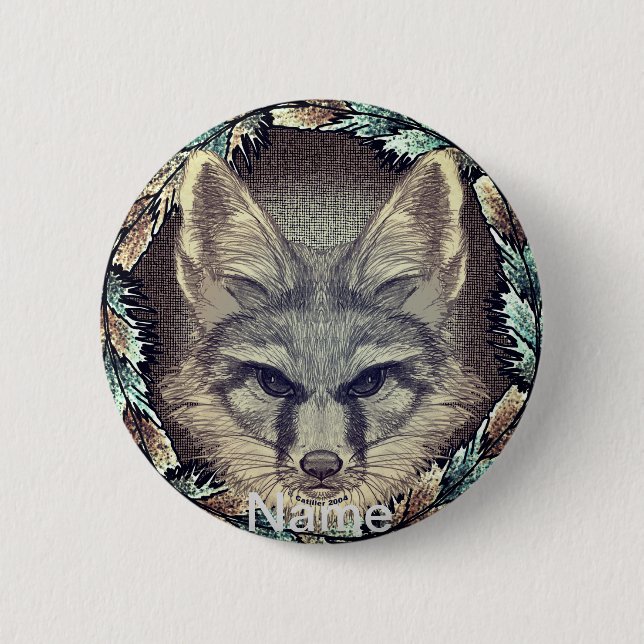 Badge Rond 5 Cm Croquis de renard   (Devant)