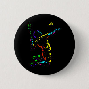 Badge Rond 5 Cm Croquis de type badminton raquette sport volant