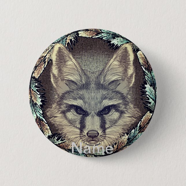 Badge Rond 5 Cm Croquis Fox (Devant)