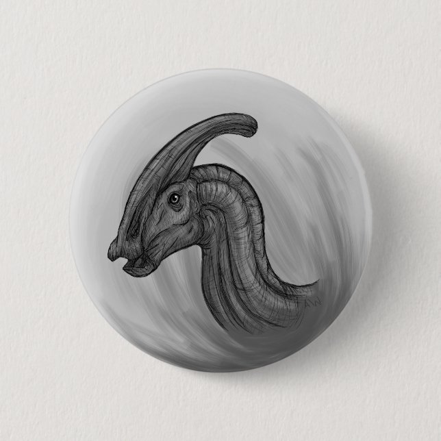 Badge Rond 5 Cm Croquis Parasaurolophus (Devant)