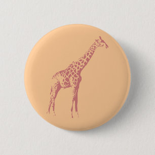 Badge Rond 5 Cm Croquis rose de girafe