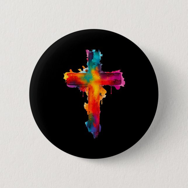 Badge Rond 5 Cm Cross Christian Religious Believe Blessed Faith Gr (Devant)