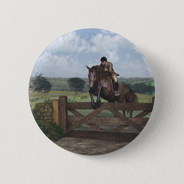 Badge Rond 5 Cm Cross Country - Bouton Cheval de saut (Devant)