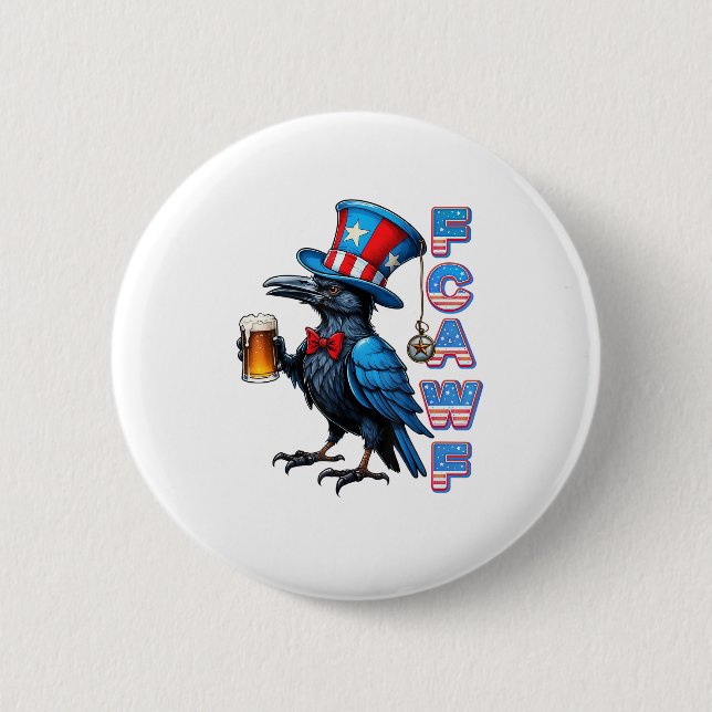 Badge Rond 5 Cm Crow, F-Caw-F Funny Bird Creative Casual (Devant)