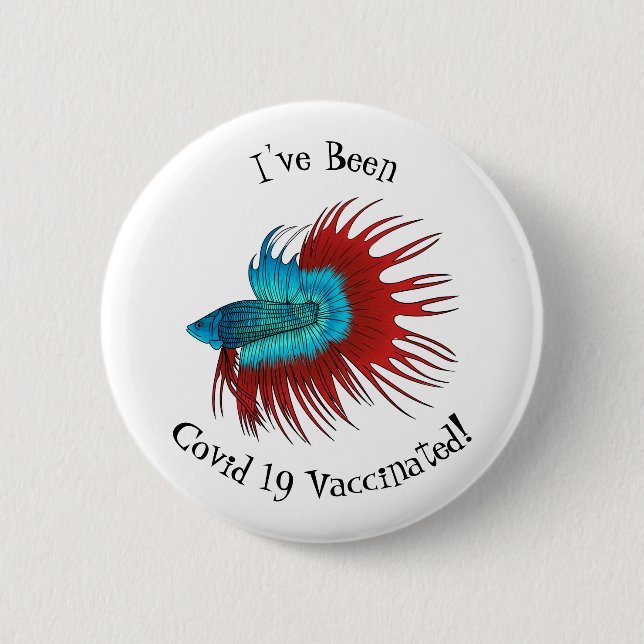 Badge Rond 5 Cm Crowntail betta fish cartoon illustration (Devant)