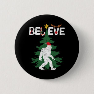 Badge Rond 5 Cm Croyez Bigfoot Sasquatch Yeti Santa Hat Noël