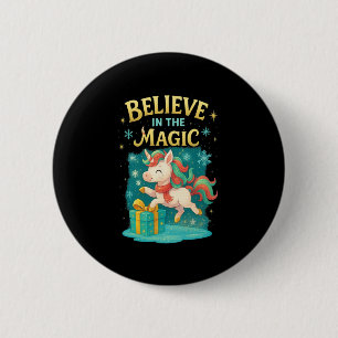 Badge Rond 5 Cm Croyez En La Magie Unicorn Kids Christmas Design