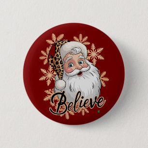 Badge Rond 5 Cm Croyez Fête de Noël Famille Vacances de Noël