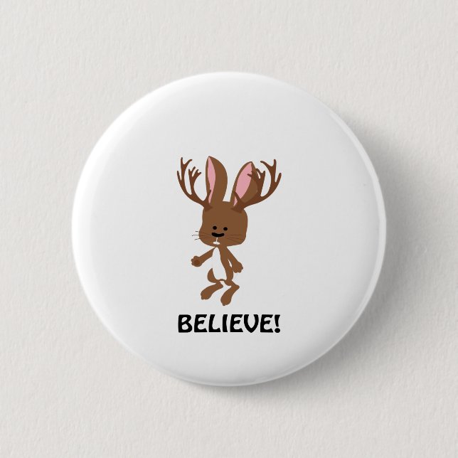 Badge Rond 5 Cm Croyez ! Jackalope mignon (Devant)