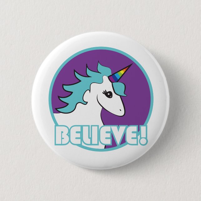 Badge Rond 5 Cm Croyez ! Licorne (Devant)