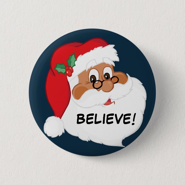 Badge Rond 5 Cm Croyez-vous en père noël noir ? (Devant)