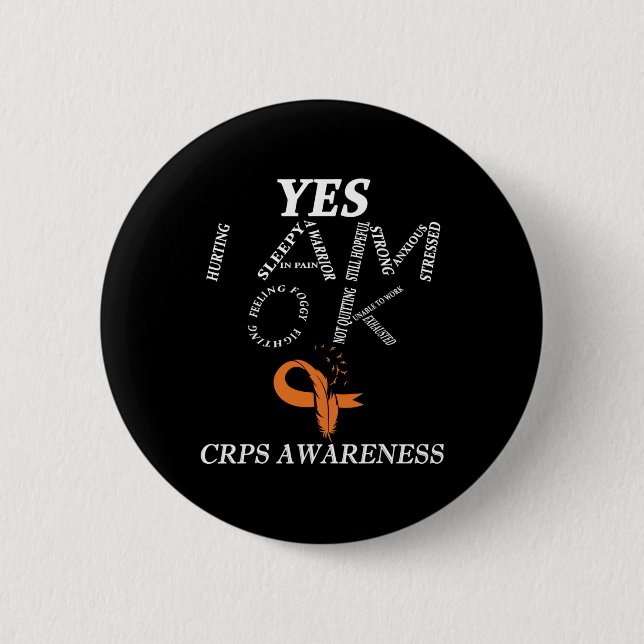 Badge Rond 5 Cm Crps Sensibilisation Douleur Chronique Orange Ribb (Devant)