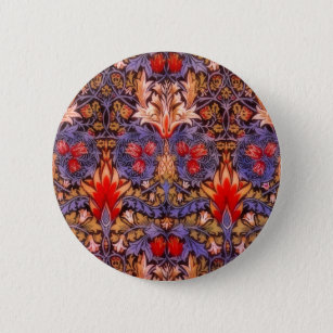 Badge Rond 5 Cm Cru de William Morris Snakeshead floral