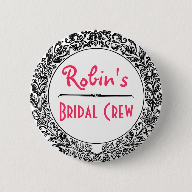 Badge Rond 5 Cm Cru noir et blanc classique (Devant)