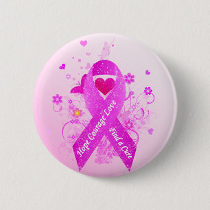 Badge Rond 5 Cm Cru rose de ruban