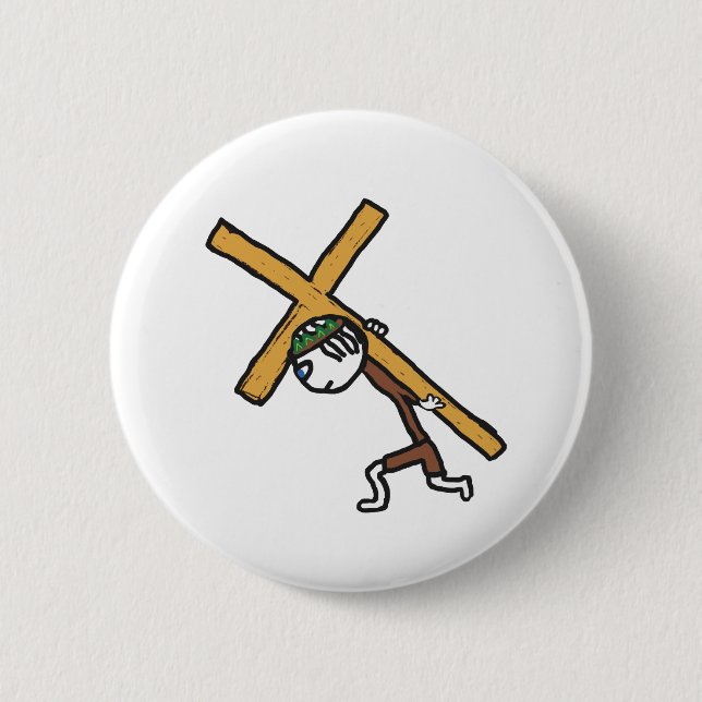 Badge Rond 5 Cm Crucifix (Devant)