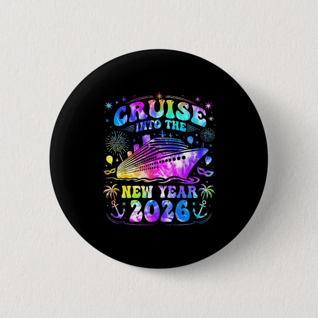 Badge Rond 5 Cm Cruising Into 2026 New Years Eve Party Favors Fami (Devant)