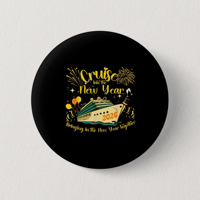 Badge Rond 5 Cm Cruising Into 2026 New Years Eve Party Favors Fami (Devant)