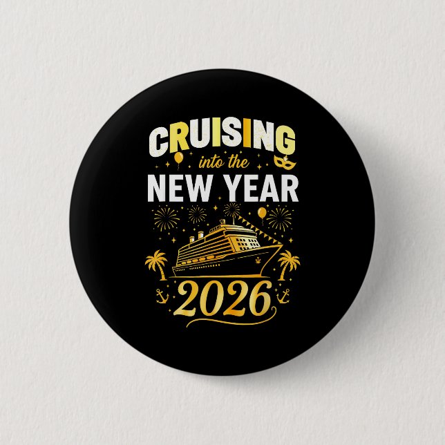 Badge Rond 5 Cm Cruising Into 2026 New Years Eve Party Favors Fami (Devant)