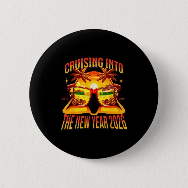 Badge Rond 5 Cm Cruising Into The New Year 2026  (Devant)