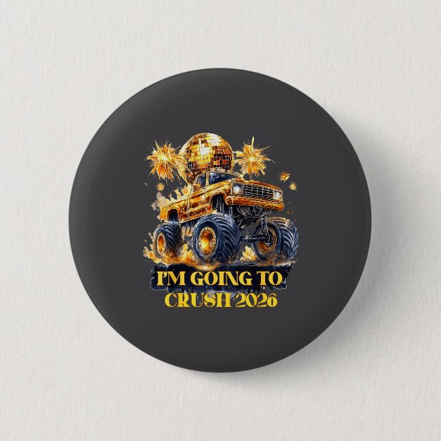 Badge Rond 5 Cm Crush 2026 Monster Truck New Year Party Countdown  (Devant)