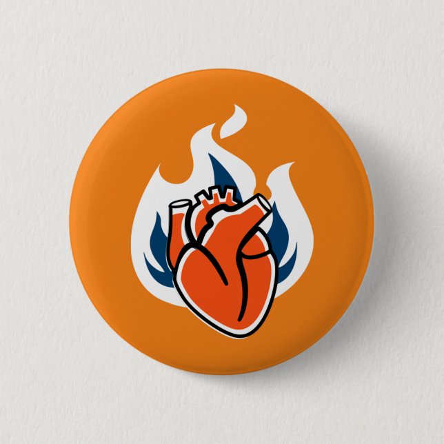 Badge Rond 5 Cm Crush orange du coeur flamboyant (Devant)