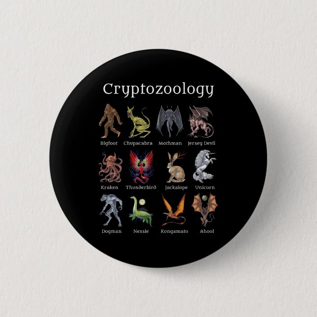 Badge Rond 5 Cm Cryptozoology Cryptid Creatures (Devant)