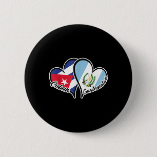 Badge Rond 5 Cm Cuba Guatemala Drapeau Coeur moitié Cubain moitié