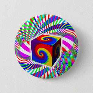 Badge Rond 5 Cm Cube arc-en-ciel