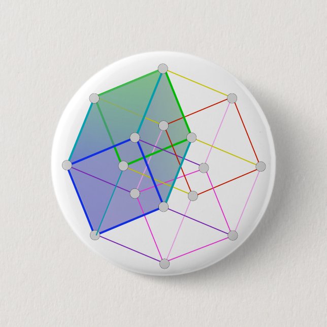 Badge Rond 5 Cm Cube hyper 2 -- la science fraîche dans 4D ! (Devant)