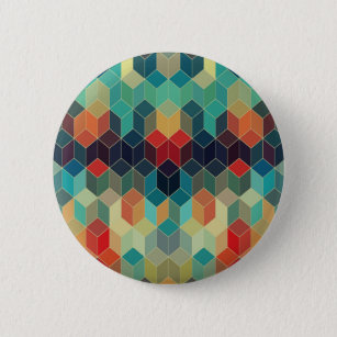 Badge Rond 5 Cm Cubes colorés Motif géométrique 2