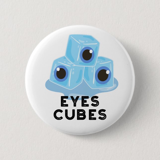 Badge Rond 5 Cm Cubes d'yeux amusant jeu de glace (Devant)