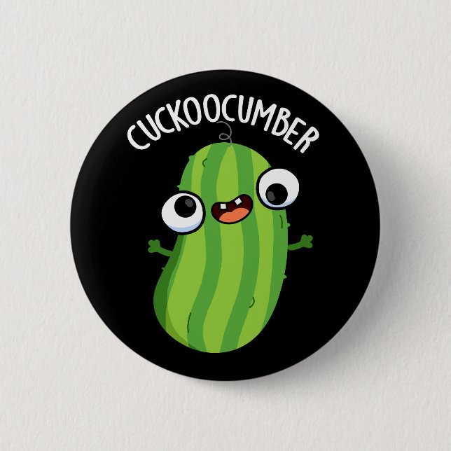 Badge Rond 5 Cm Cuckoocumber Funny Veggie Cucumber Pun Dark BG (Devant)