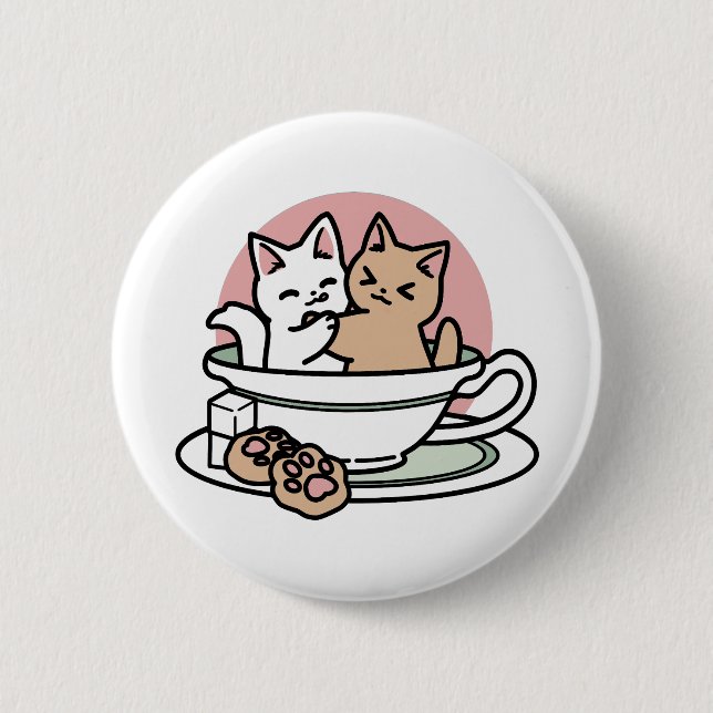 Badge Rond 5 Cm Cuddin en coupe - Tea Time adorable (Devant)