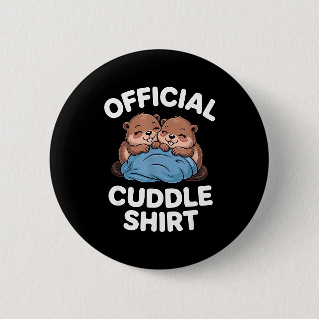 Badge Rond 5 Cm Cuddle Shirt Cute Beavers Snuggling  (Devant)
