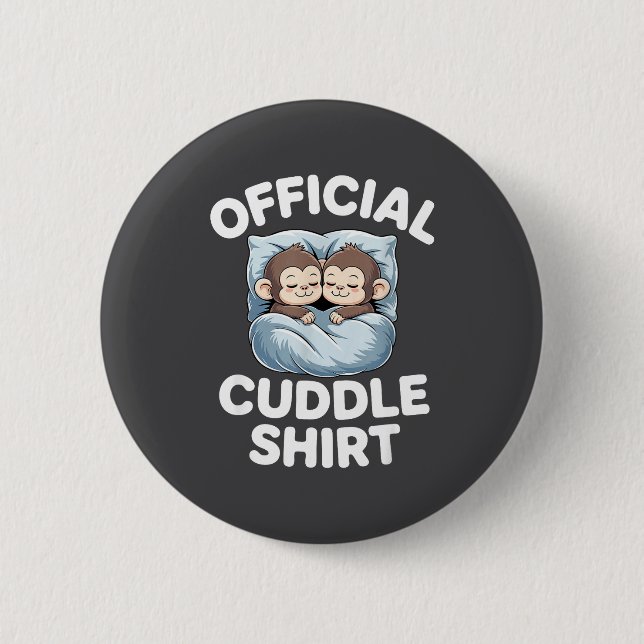 Badge Rond 5 Cm Cuddle Shirt Cute Sleepy Monkey Couple  (Devant)